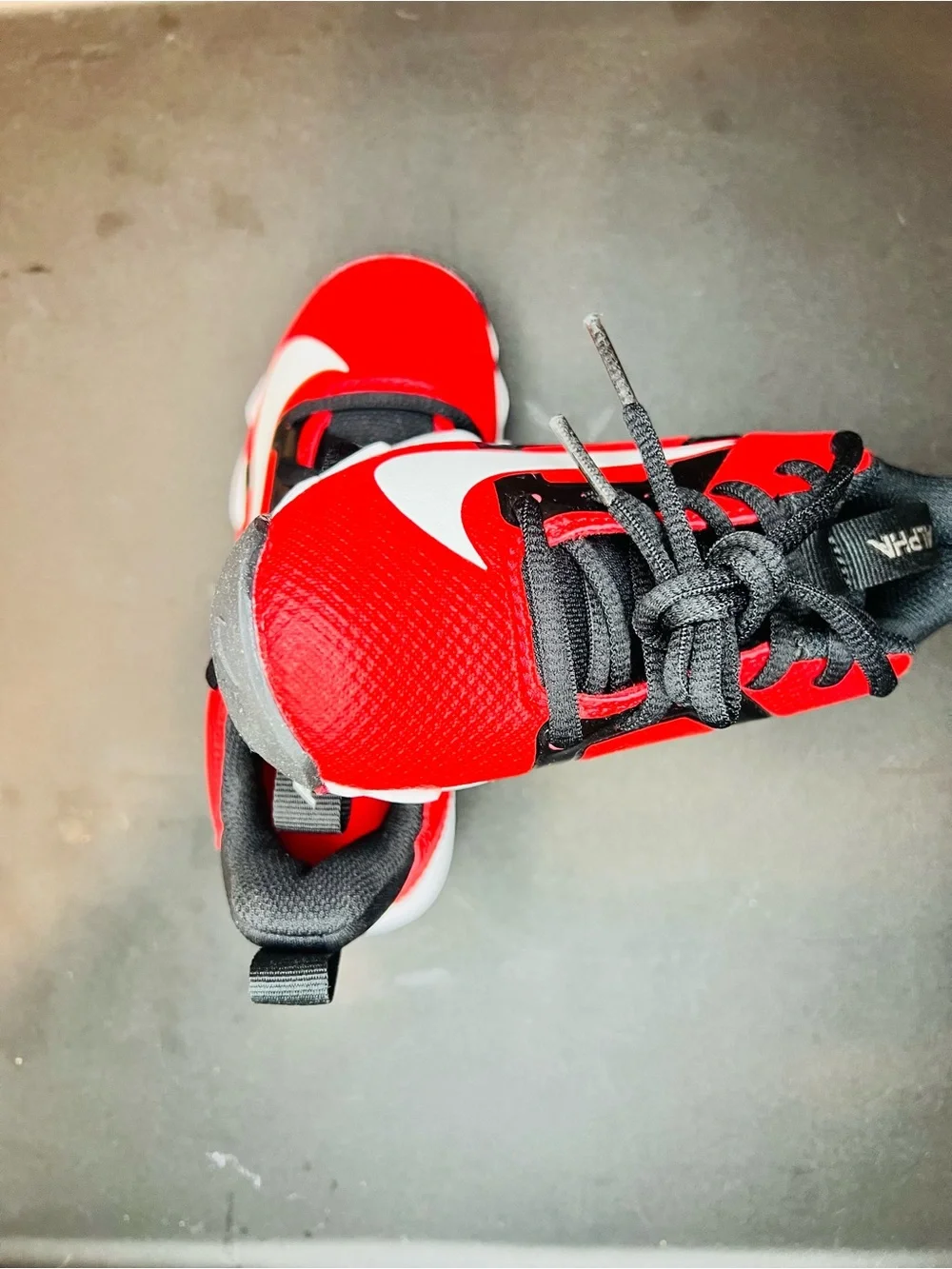 Nike Kids Red and Black Sneakers with Traction Sole